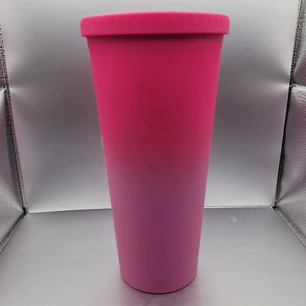 Dunkin' 24oz Tumbler Pink Ombre w Lid 2021 Soft‎ Side